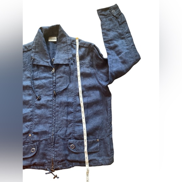 Chico’s 100% Linen blue Zip Up Jacket. Size Large. - Picture 6 of 12